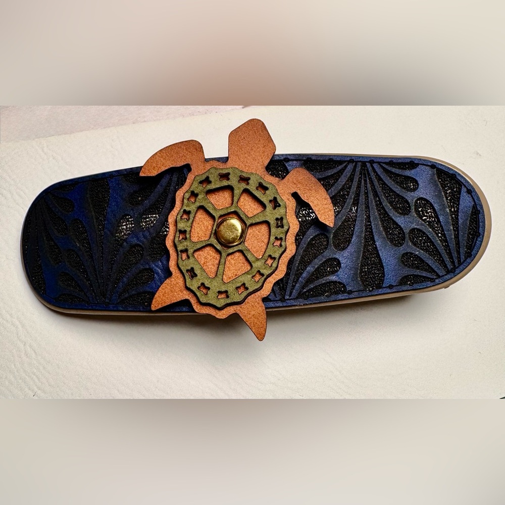 Handmade by me Leather Turtle or Hummingbird Hair Clip NEW made to order - Picture 2 of 14